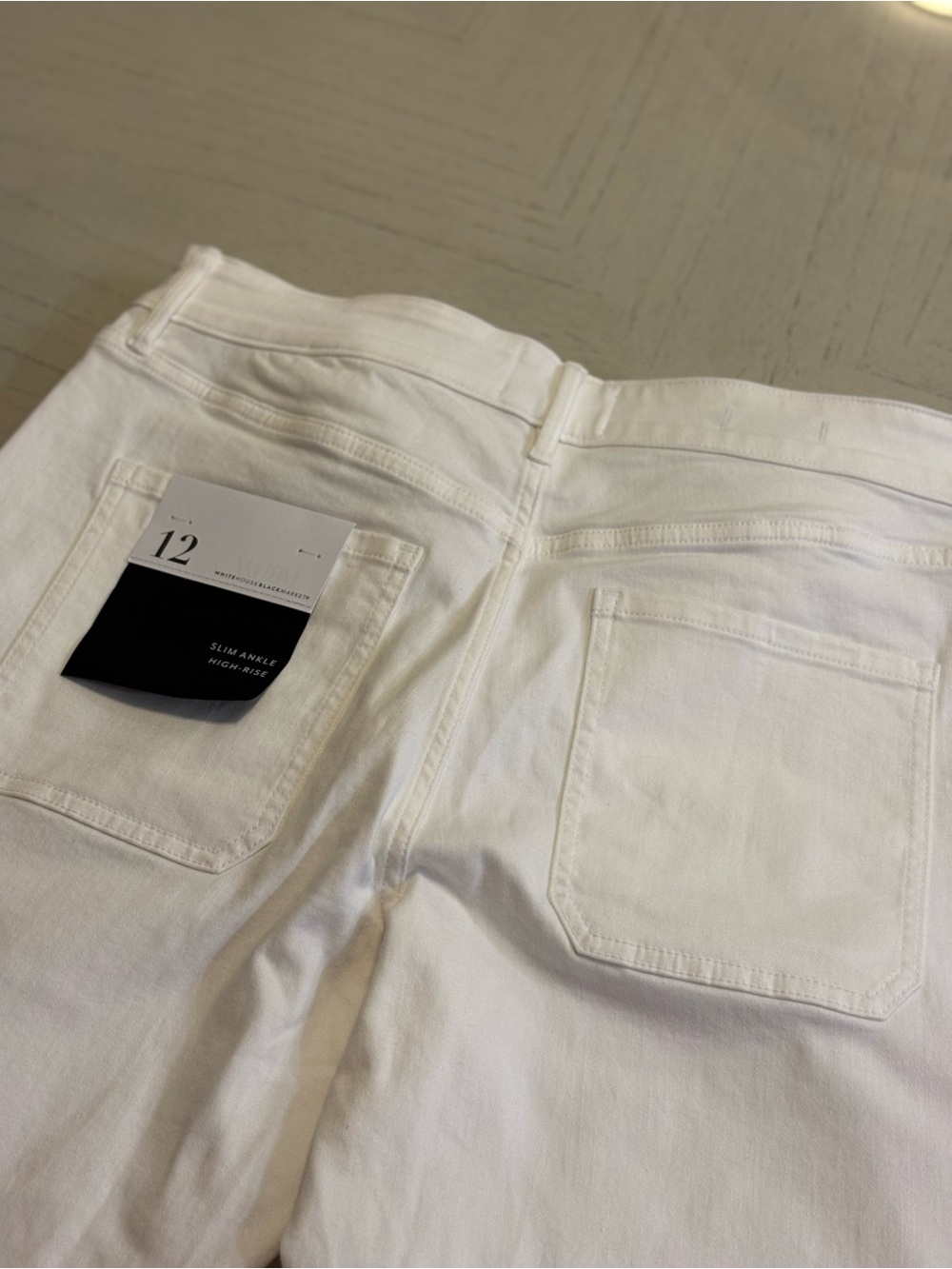 NWT White House Black Market Women’s White High-Rise Skinny Jeans SZ 12 $110 - Picture 12 of 14